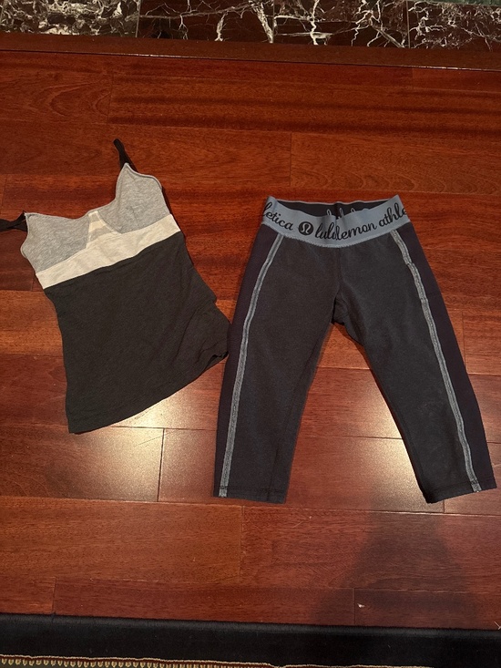 lululemon athletica Other - lululemon athletica Black and Gray Tank Top and Cropped Leggings Set